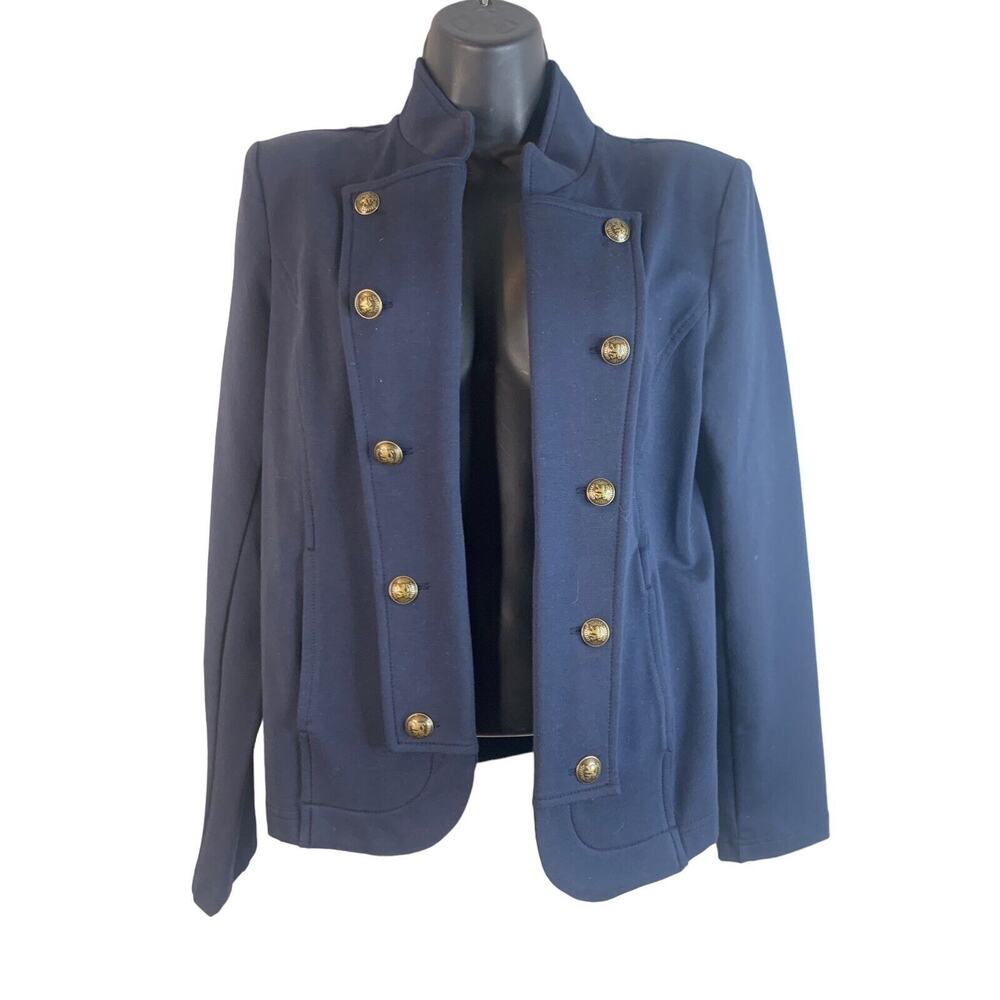 Womens Tommy Hilfiger Navy Blue Open Blazer Jacket Button Military Sm NWT $109